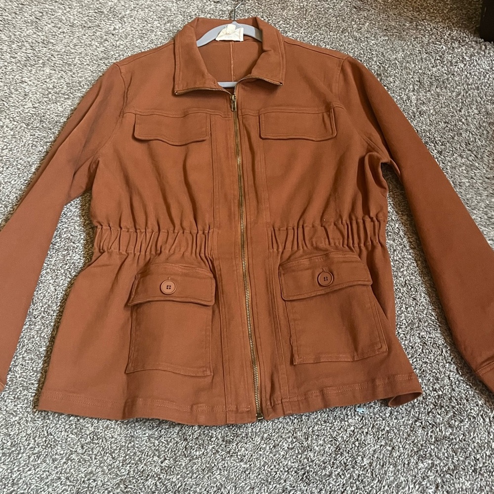 Betsey’s Boutique Pumpkin Orange Utility Jacket Ladies Size XL Zipper NWOT NEW